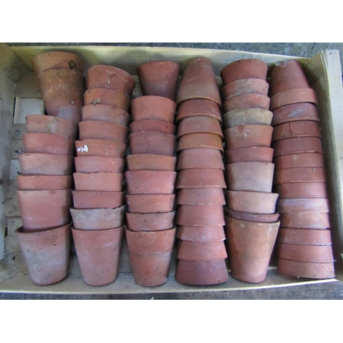 1032 - A hundred plus small terracotta flower pots of varying size, the largest examples 13 cm diameter x 1... 