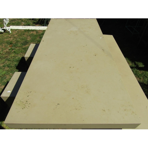 1080 - A contemporary Habitat composite mock buff coloured stone effect garden table of rectangular form, 2... 