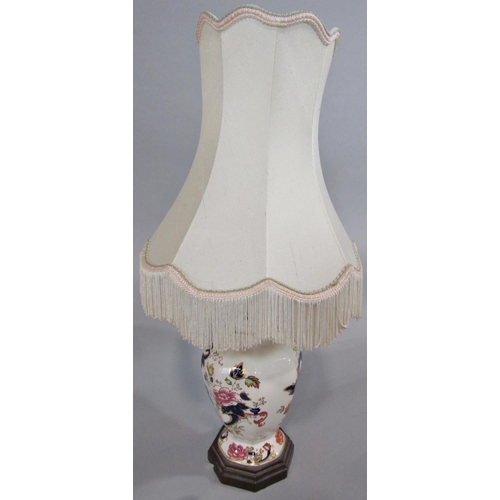 25 - A pair of table lamps in the Mason's Mandalay pattern, 26cm tall approx, together with a further exa... 