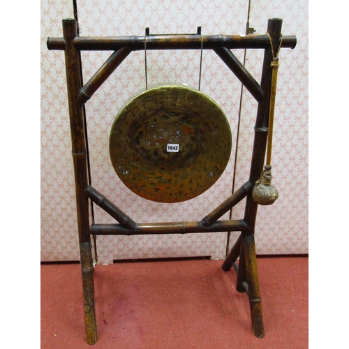 1642 - 19th century house gong and strike, set within a bamboo framework