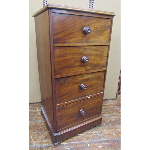 1637 - A Victorian mahogany tower of four short drawers, on a moulded plinth, 125cm high x 60cm wide