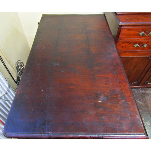 1676 - An 18th century walnut chest of three long and two short drawers on bracket supports, 96cm wide