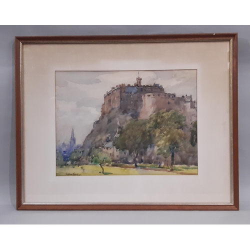 852 - Andrew Archer Gamley RSW (1869-1949), Edinburgh Castle, watercolour on paper, signed lower left, app... 