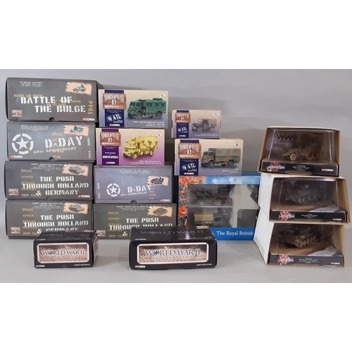 567 - 16 boxed models of military vehicles by Corgi including 12 from the WWII Collection, 3 tanks/ half-t... 