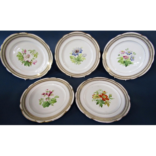 2 - A fourteen piece Victorian dessert service with individual hand painted botanical sprays, within rep... 