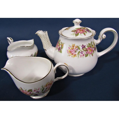 22 - A collection of Colclough Wayside pattern tea wares comprising teapot, sugar bowl, milk jug, five cu... 