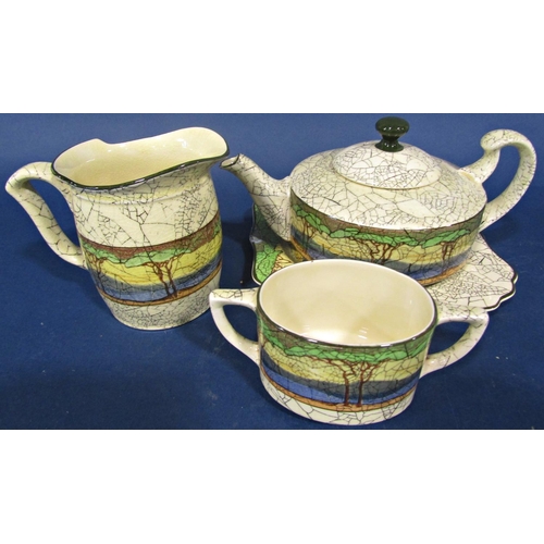 32 - A Royal Doulton Deadwood Crackle tea service comprising teapot, milk jug, six cups, five saucers and... 