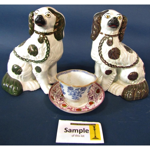 5 - A collection of Wedgwood Hathaway Rose pattern tea wares for six, a pair of Staffordshire spaniels w... 