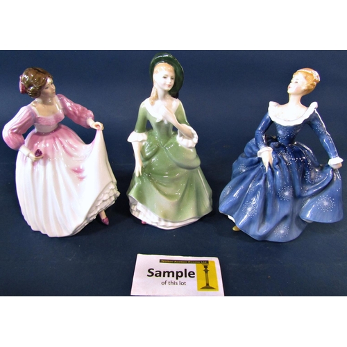 56 - Nine ceramic figures to include Royal Doulton examples - The Skater HN3439, Ashley HN3420, Annette H... 