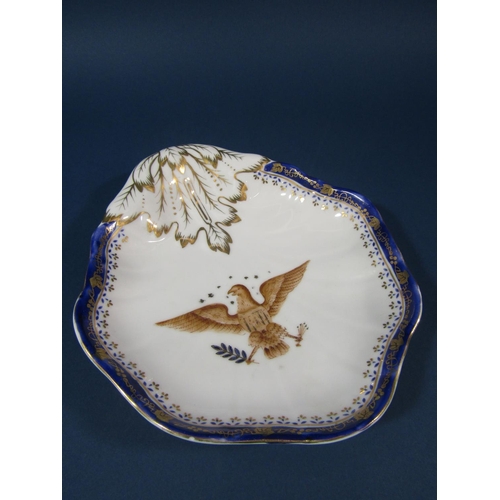 67 - Chinese armorial plate with blue and gilt leaf and vine decoration and central winged eagle, 20cm ov... 