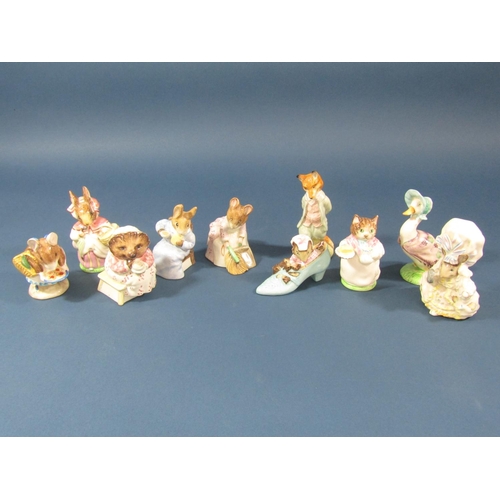 77 - A collection of Beswick Beatrix Potter characters comprising Hunca Munca Sweeping, Tiggy Winkle Take... 