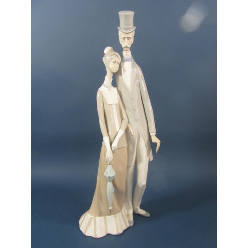 78 - Two Lladro ceramic figure groups comprising Walking The Dogs, 34cm high, Old Folks, 50cm high togeth... 