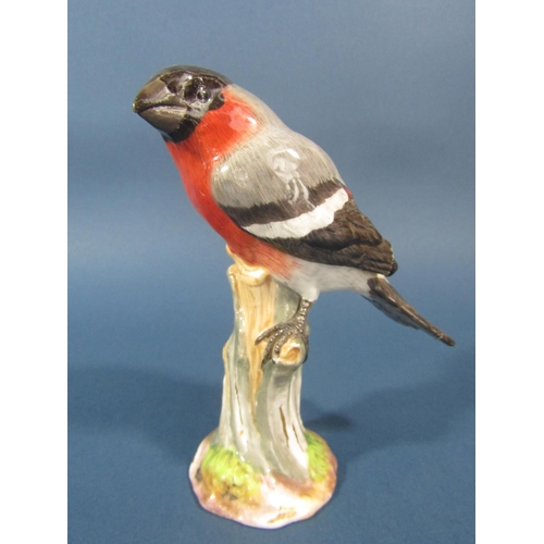 81 - A collection of three ceramic birds comprising woodpecker, bullfinch, thrush, 14cm tall approx