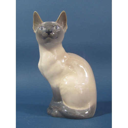 83 - A Royal Copenhagen Siamese cat, with printed marks to base, 2851/3281, Cox, 20cm tall approx