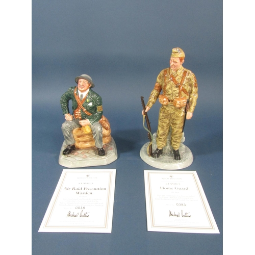 85 - Two Royal Doulton 'Classics' figures - Air Raid Precaution Warden, HN4555, 18/2500 18cm tall approx,... 