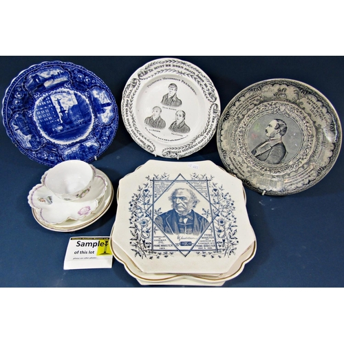 101 - A collection of commemorative plates to include The Primitive Methodists, Prince Albert, Gladstone, ... 