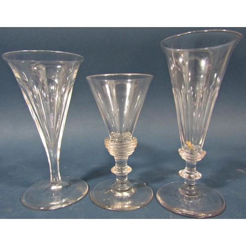 119 - Six Georgian flute shaped wine glasses of varying design. 6