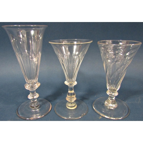 119 - Six Georgian flute shaped wine glasses of varying design. 6