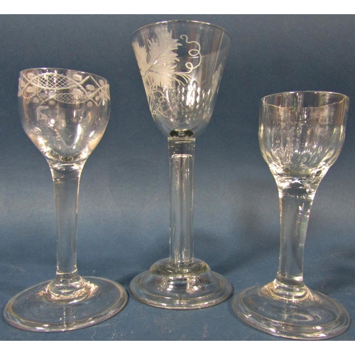 120 - Five Georgian solid stemmed wine glasses of varying design (5)