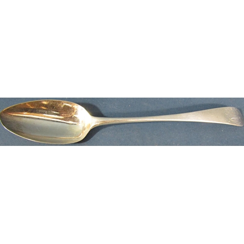 222 - A Georgian silver serving spoon, London 1794, maker Peter and Ann Bateman, 22cm , 2oz approx