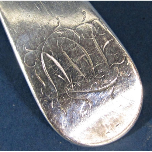 222 - A Georgian silver serving spoon, London 1794, maker Peter and Ann Bateman, 22cm , 2oz approx