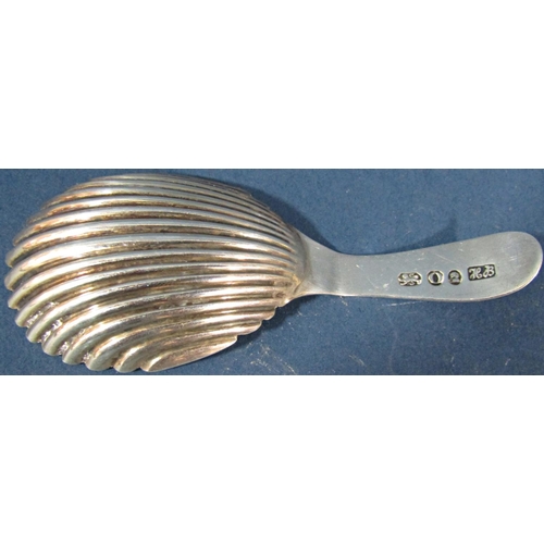 223 - A Georgian silver tea caddy spoon with scalloped bowl, London 1789, maker Hester Bateman, 9cm