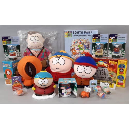 541 - Collection of South Park toys and merchandise including a double sided jigsaw in sealed cellophane, ... 