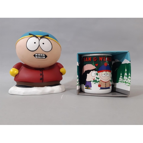 541 - Collection of South Park toys and merchandise including a double sided jigsaw in sealed cellophane, ... 