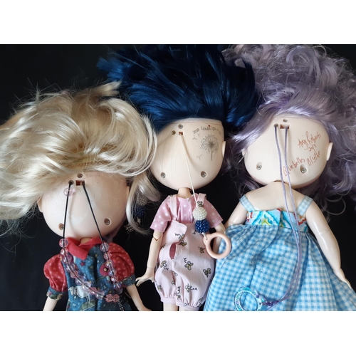 584 - A mixed group of seven 21st century customised Blythe type dolls; all have colour changing eyes oper... 