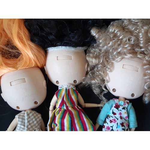 588 - Six small customised 'Middie' Blythe/ Blythe type dolls, fully jointed, height 21cm with personalise... 