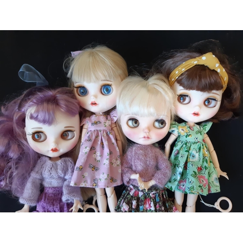 581 - Seven customised dolls in the style of Blythe 'Neo' dolls with colour changing eyes operated by 1 or... 