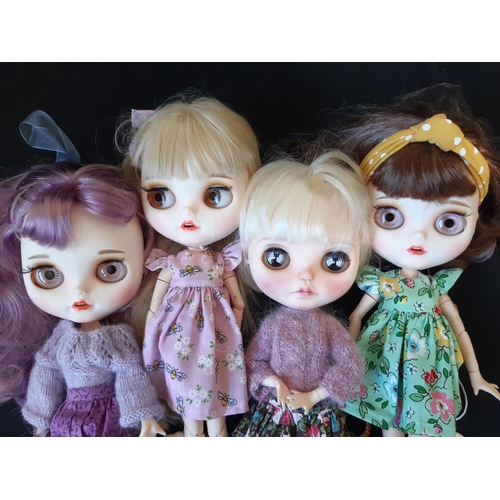 581 - Seven customised dolls in the style of Blythe 'Neo' dolls with colour changing eyes operated by 1 or... 