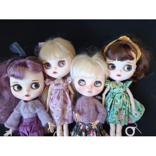 581 - Seven customised dolls in the style of Blythe 'Neo' dolls with colour changing eyes operated by 1 or... 