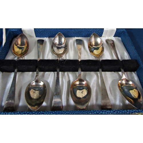 213 - A cased set of six silver grapefruit spoons, Birmingham 1939, maker Barker Brothers Silver Ltd, two ... 