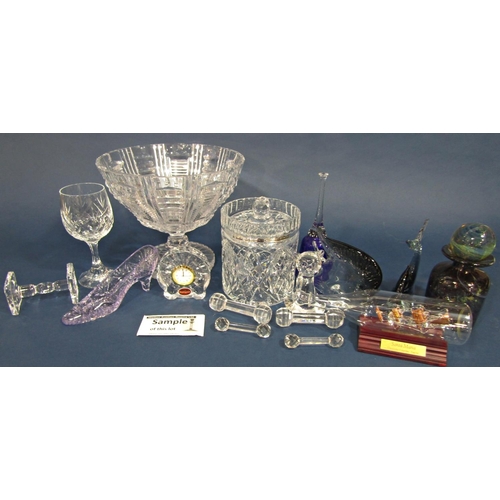 124 - A large quantity of glass items, ranging from glass animals, Cinderella’s slipper, drinking glasses,... 