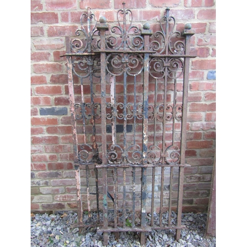 1044 - Three matching sections of 19th century wrought iron railing, with C scroll and further detail,  183... 