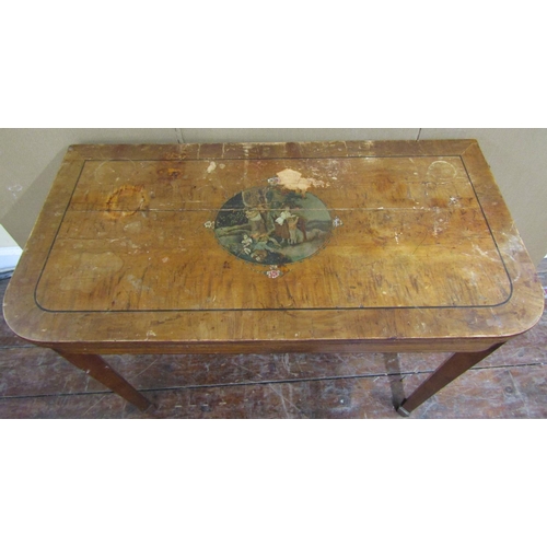 1583 - A Georgian countrymade foldover top card table in maple, raised on square cut tapered legs with spad... 