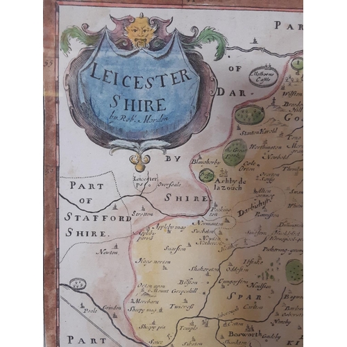 948 - Four hand coloured maps to include: Robert Morden (c.1650-1703), 'Leicestershire' engraving on paper... 