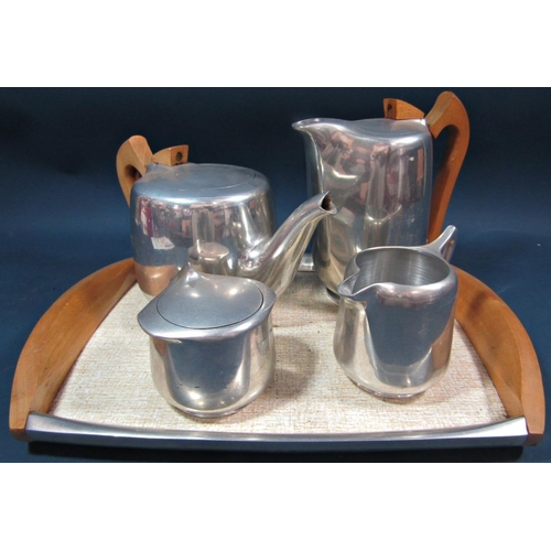 171 - A Picquot Ware four piece tea service and tray. 5