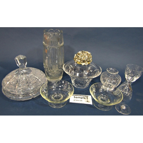 129 - A quantity of Georgian style cut glass, including wine glasses, tumblers, sherry glasses, decanters,... 