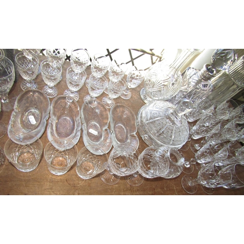 129 - A quantity of Georgian style cut glass, including wine glasses, tumblers, sherry glasses, decanters,... 