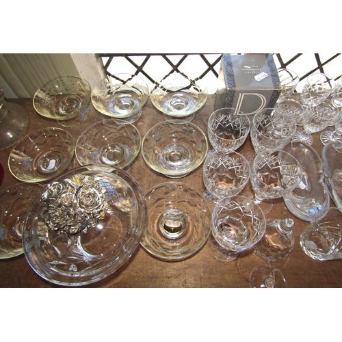 129 - A quantity of Georgian style cut glass, including wine glasses, tumblers, sherry glasses, decanters,... 