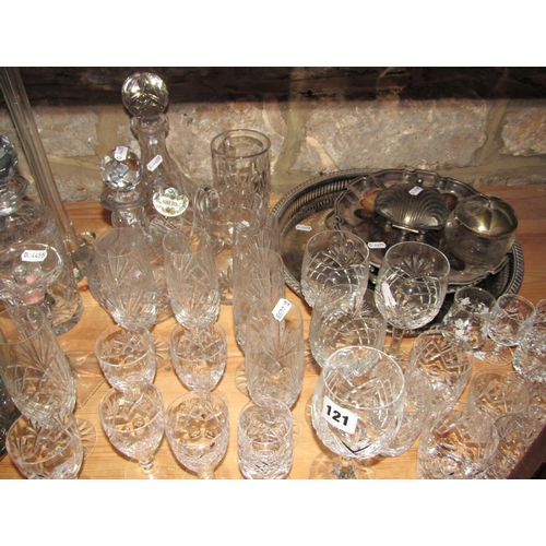 146A - A quantity of 20th century cut glass champagne flutes, wine glasses, and some Waterford and Dartingt... 