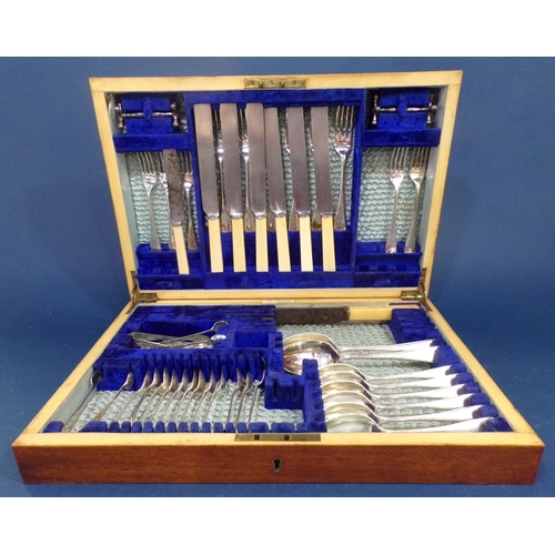 160 - A canteen of Elkington cutlery for six settings, an early 20th century incomplete Walker & Hall cant... 