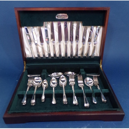 160 - A canteen of Elkington cutlery for six settings, an early 20th century incomplete Walker & Hall cant... 