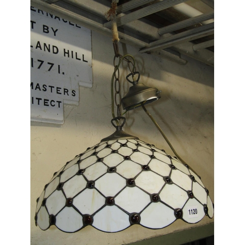 1120 - A contemporary Tiffany style hanging ceiling light with domed leaded light shade, 40 cm diameter app... 