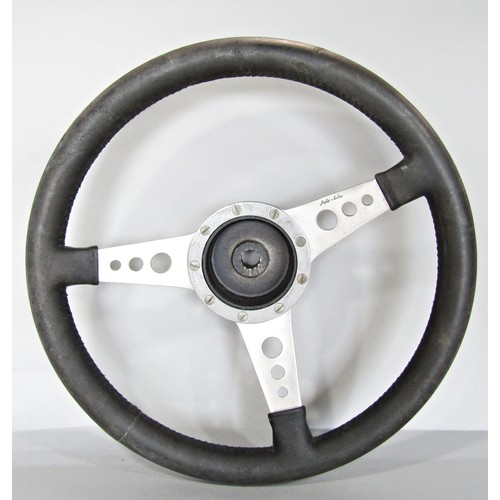 658 - Moto-Lita leather rim steering wheel 40cm wide.