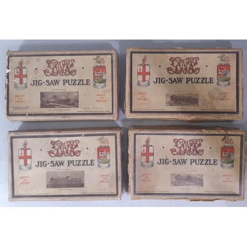 574 - 4 vintage GWR wooden jigsaws by Chad Valley including 'King George V' x2, 'The Cornish Riviera Expre... 