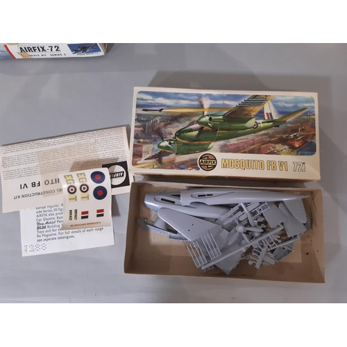 568A - 9 vintage model aircraft kits by Airfix, all 1:72 scale, some have taped up boxes, others appear un-... 