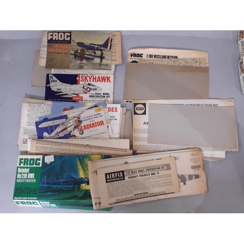 568A - 9 vintage model aircraft kits by Airfix, all 1:72 scale, some have taped up boxes, others appear un-... 